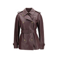 Burberry Bordeaux Calf Leather Bos Taurus Coat