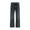 Off-White Blue Cotton Straight-Leg Jeans