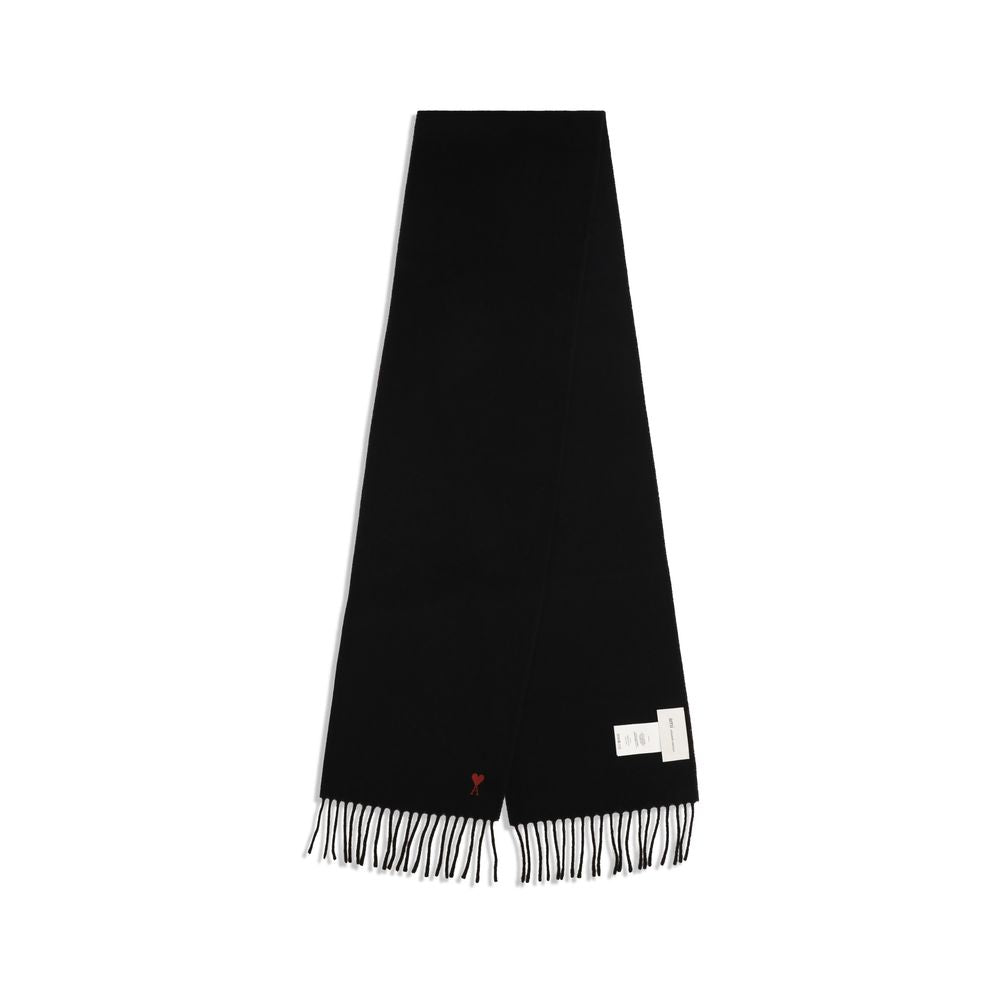 Ami Paris Black Wool Oves Aries Scarf