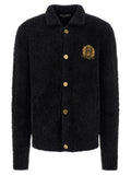 Dolce & Gabbana Black Alpaca Leather Cardigan