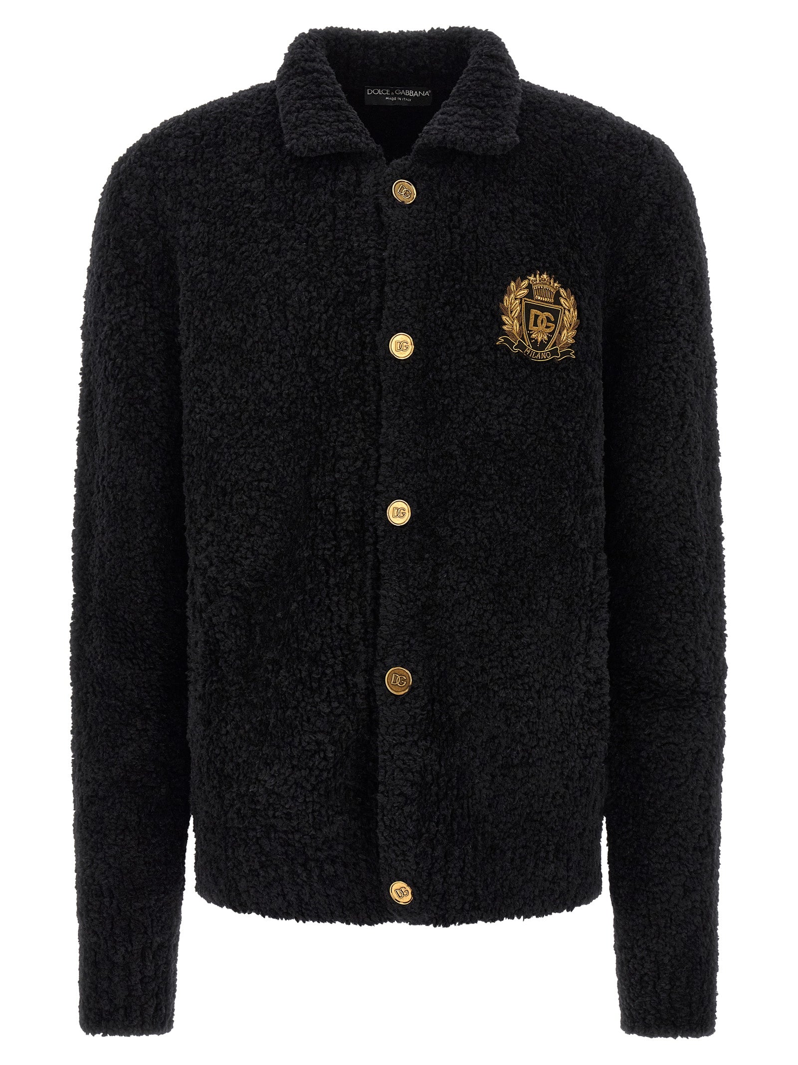 Dolce & Gabbana Black Alpaca Leather Cardigan