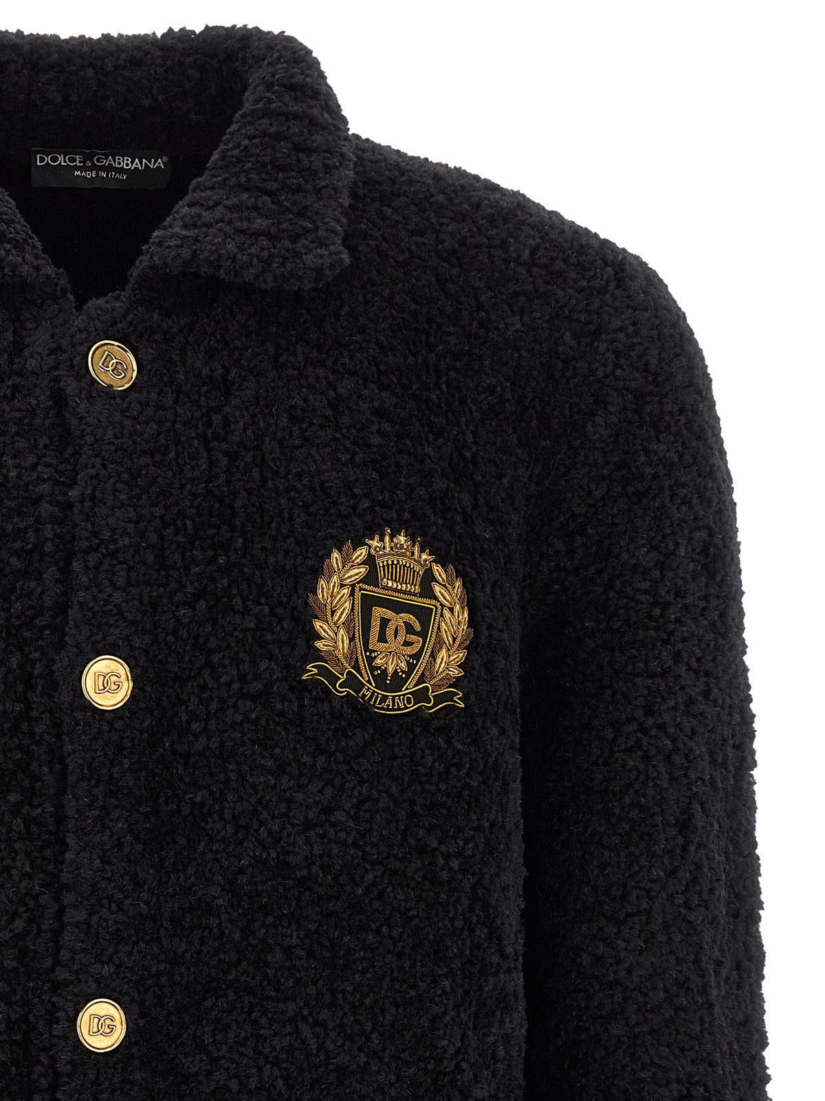 Dolce & Gabbana Black Alpaca Leather Cardigan