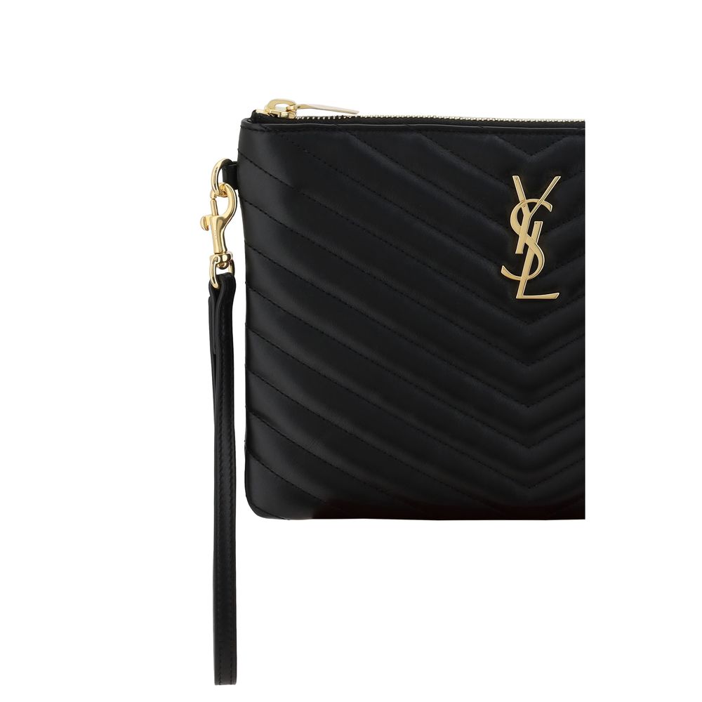 Saint Laurent Black Calf Leather Bos Taurus Clutch Bag