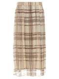 Brunello Cucinelli Beige Silk Midi Skirt