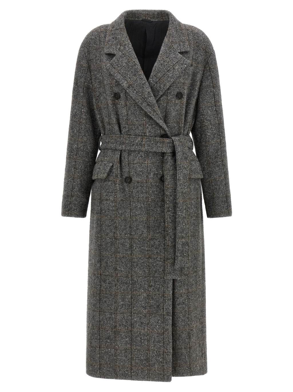 Brunello Cucinelli Gray Alpaca Leather Coat