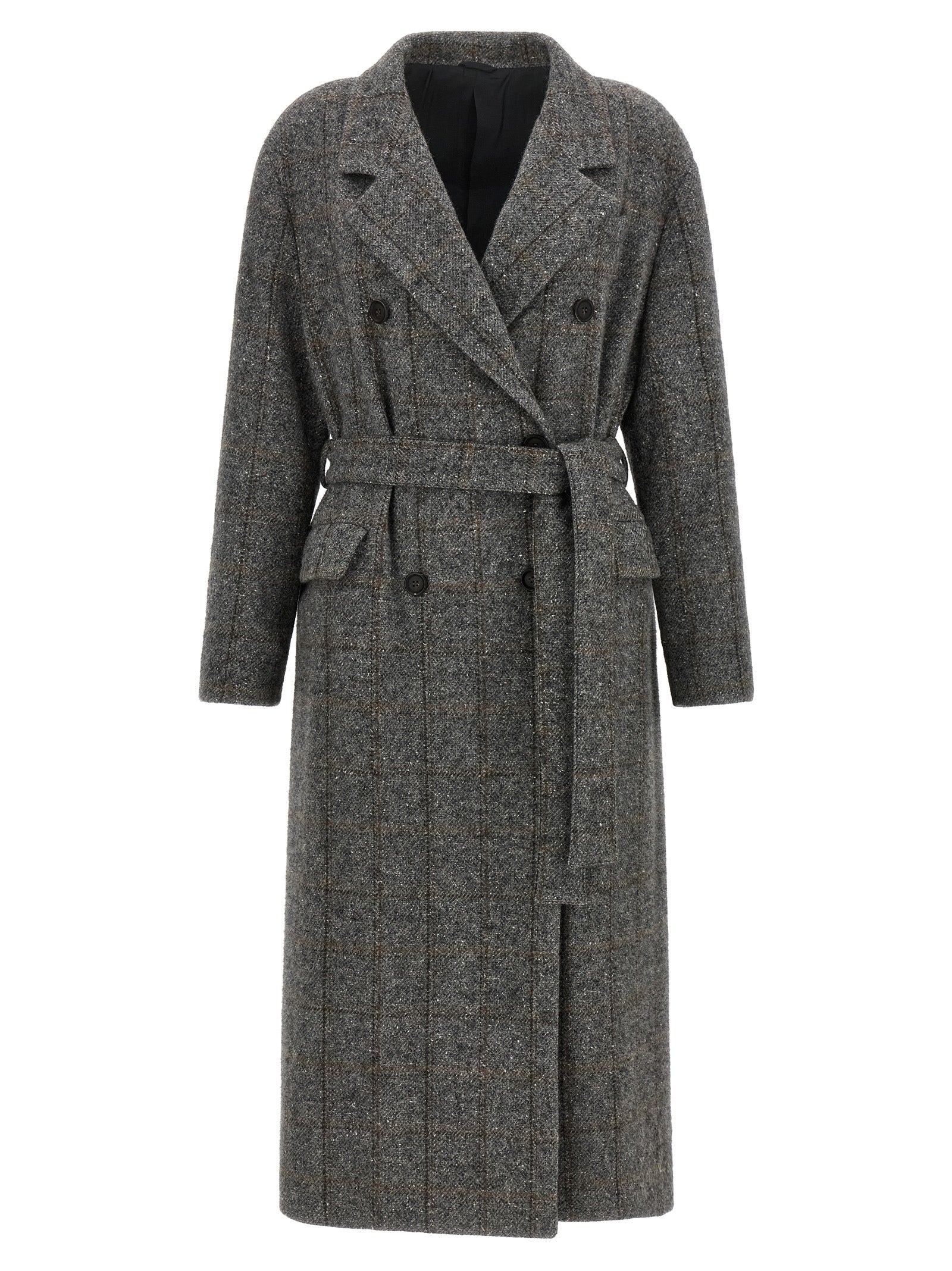 Brunello Cucinelli Gray Alpaca Leather Coat