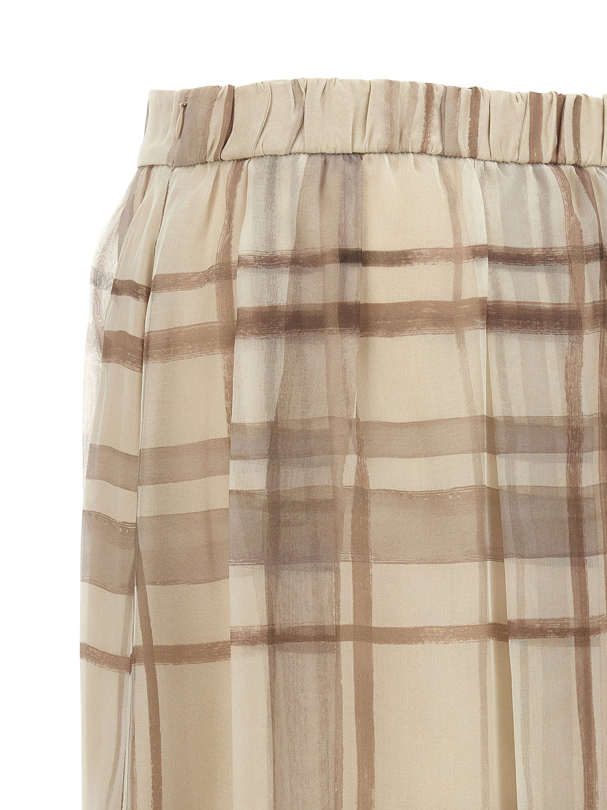 Brunello Cucinelli Beige Silk Midi Skirt