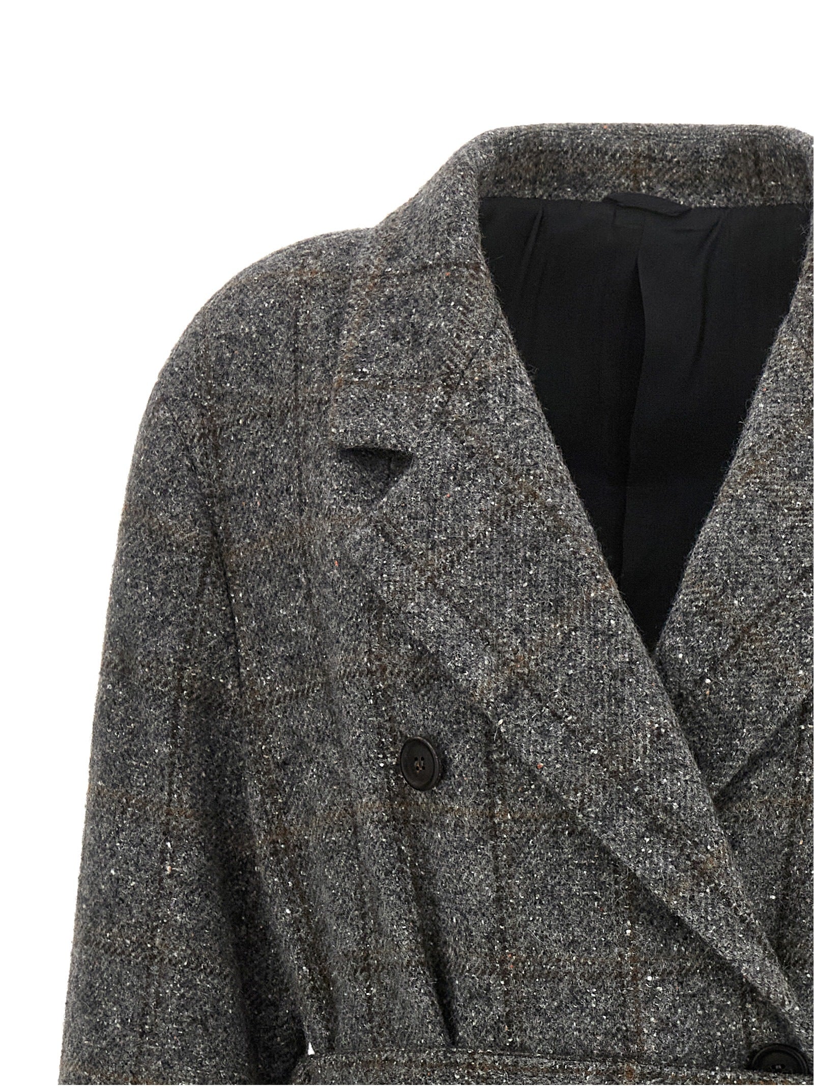 Brunello Cucinelli Gray Alpaca Leather Coat