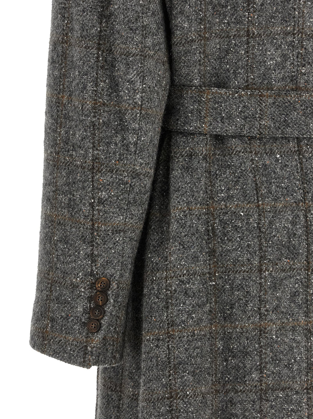 Brunello Cucinelli Gray Alpaca Leather Coat