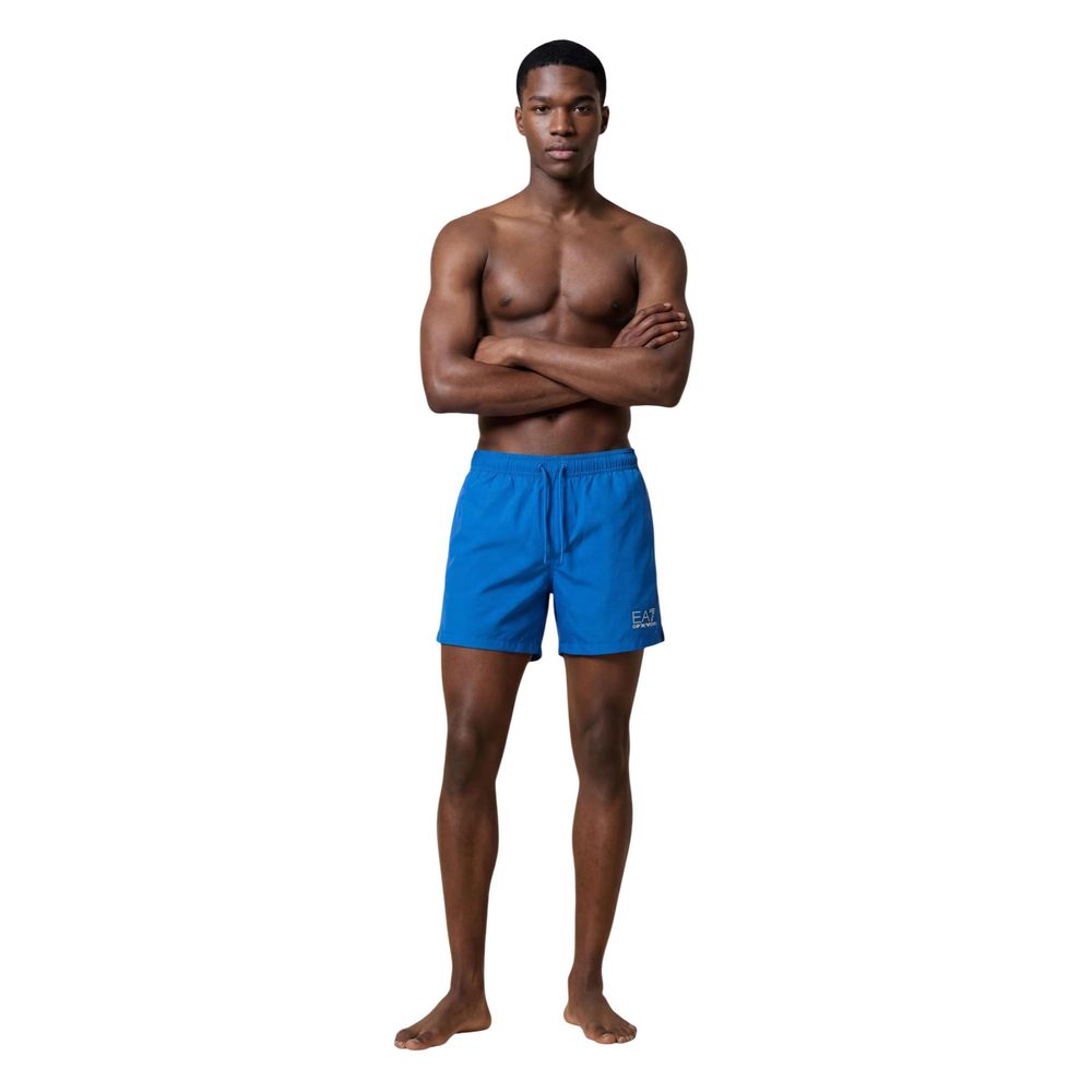 EA7 Emporio Armani Blue Polyester Swim Shorts