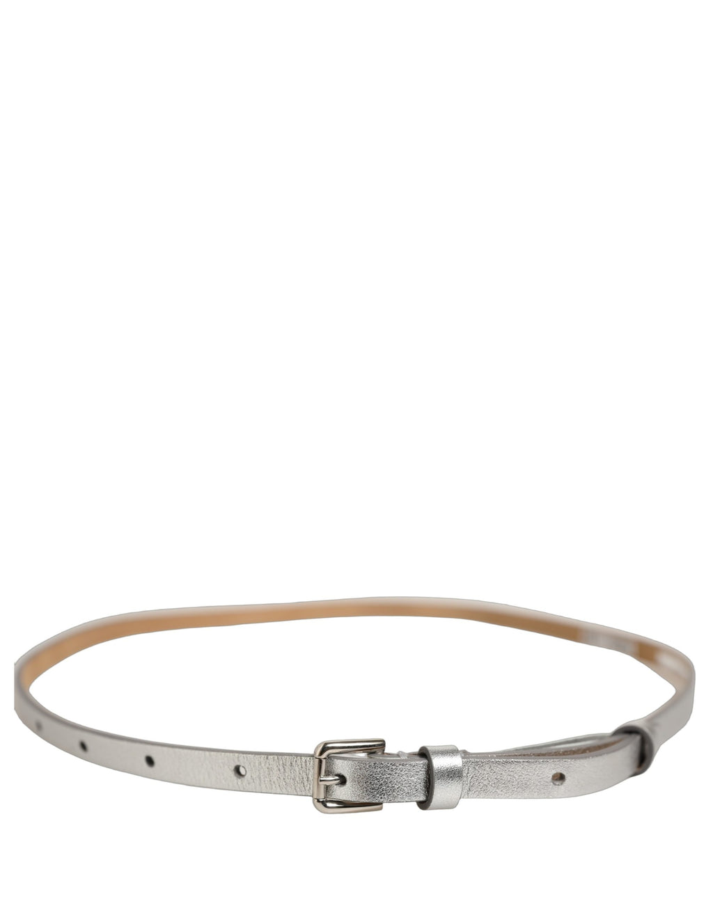 Dolce & Gabbana Metallic Silver Leather Square Buckle Belt