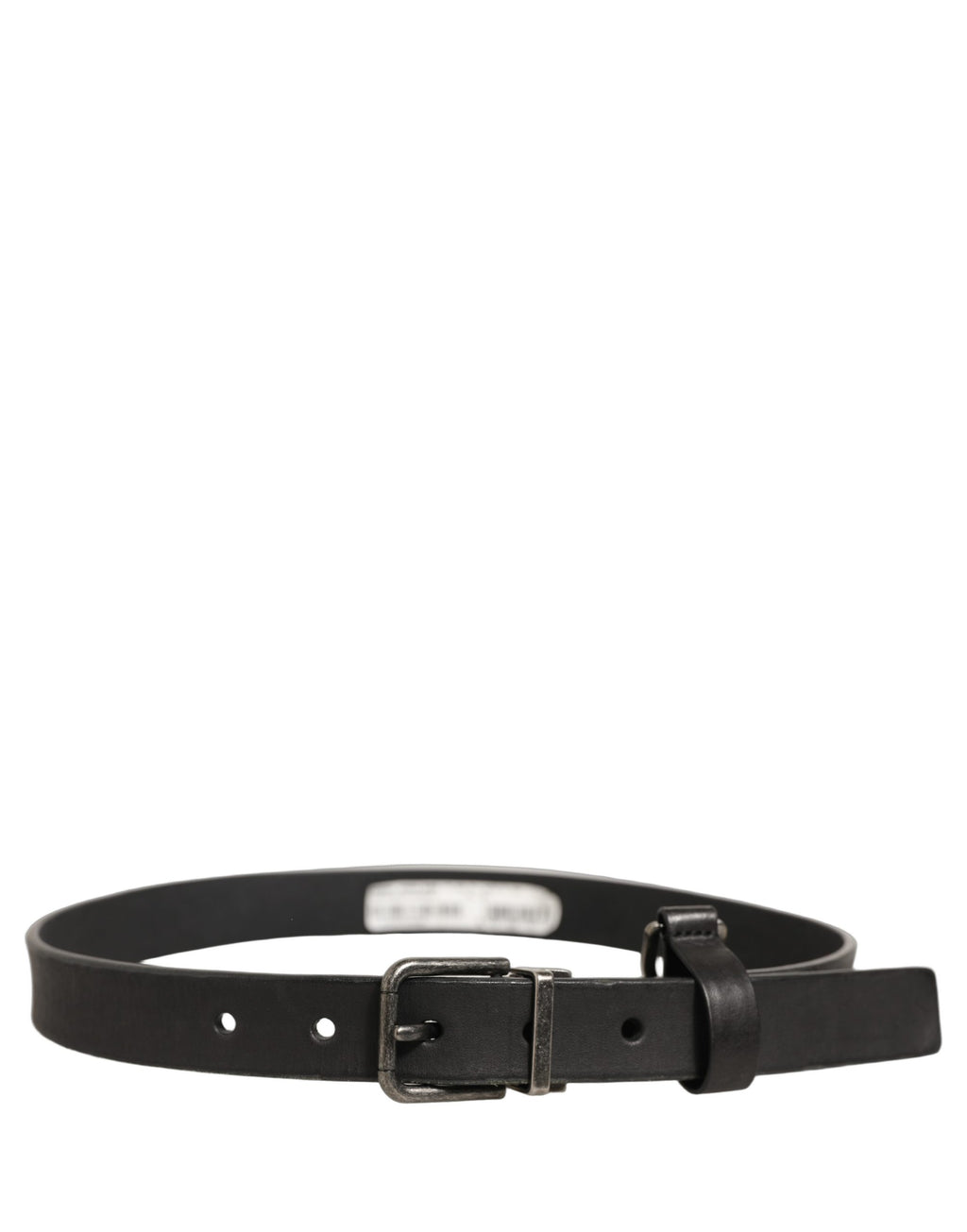 Dolce & Gabbana Black Leather Antique Finish Buckle Belt