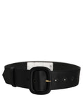 Dolce & Gabbana Black Wide Fabric Oval Buckle Cintura Belt