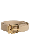 Dolce & Gabbana Beige Leather Double Wrap Gold Buckle Belt