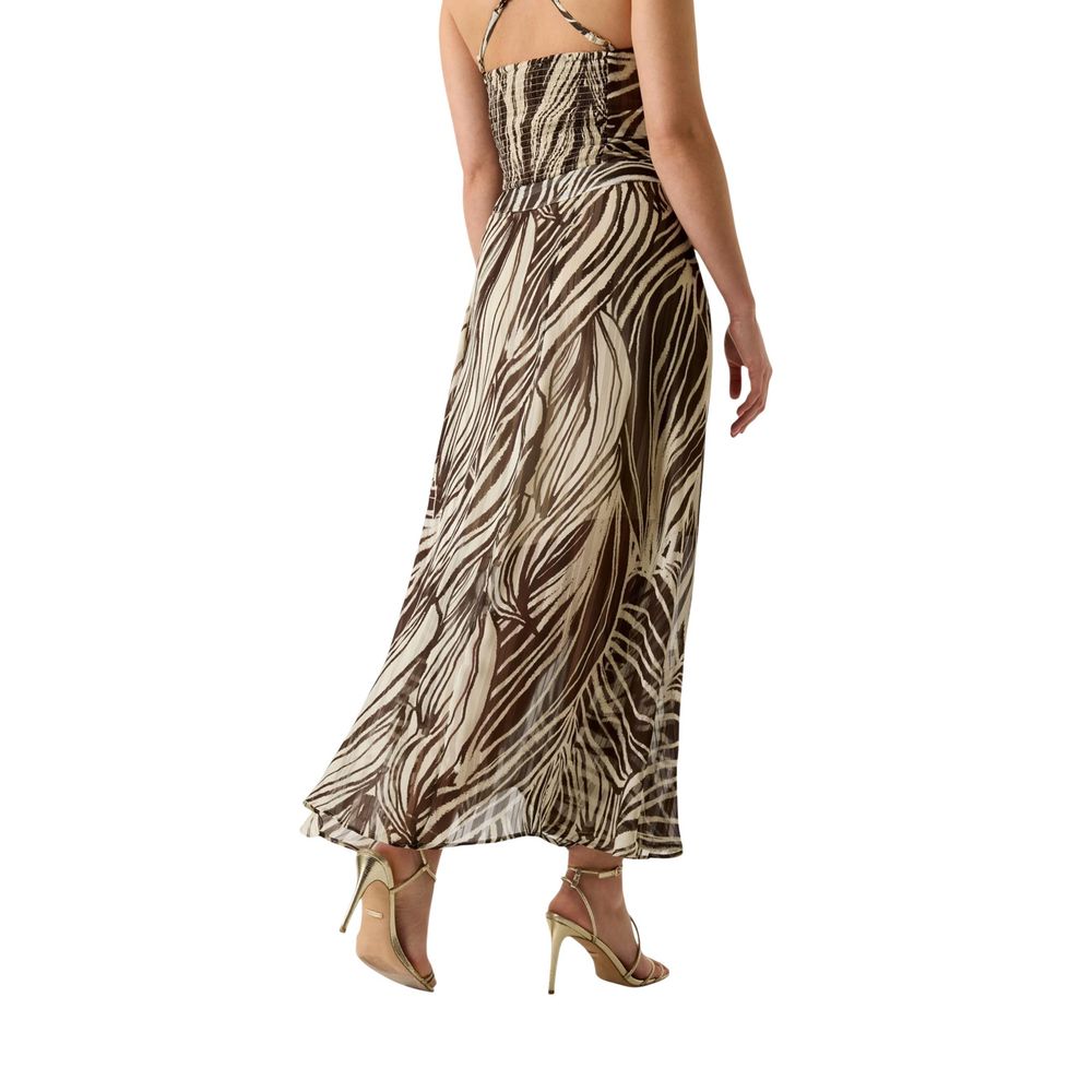 Guess Brown Polyester Long Skirt