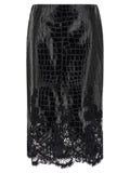 Ermanno Scervino Black Calfskin Midi Skirt