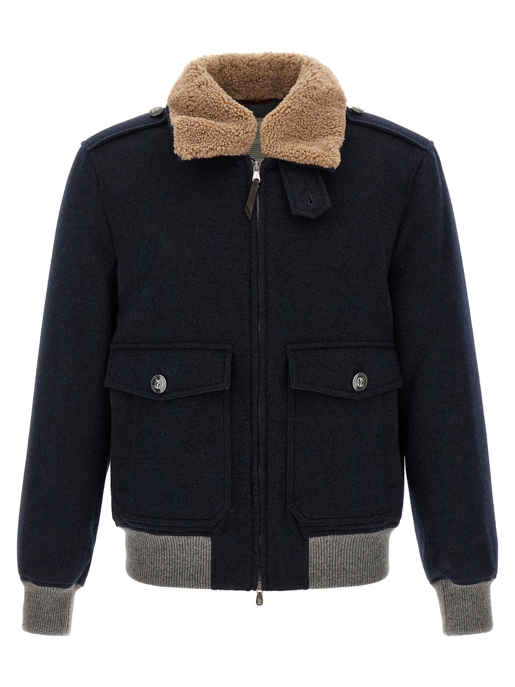 Brunello Cucinelli Blue Cashmere Bomber