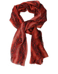 Dolce & Gabbana Red Black Printed Silk Sheer Foulard Scarf