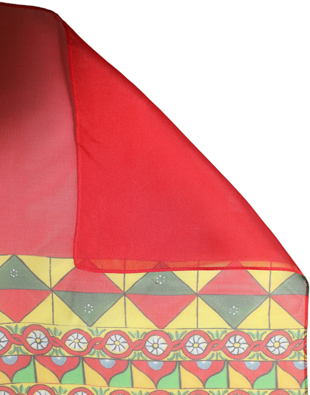 Dolce & Gabbana Red Silk Geometric Print Shawl Stole Scarf