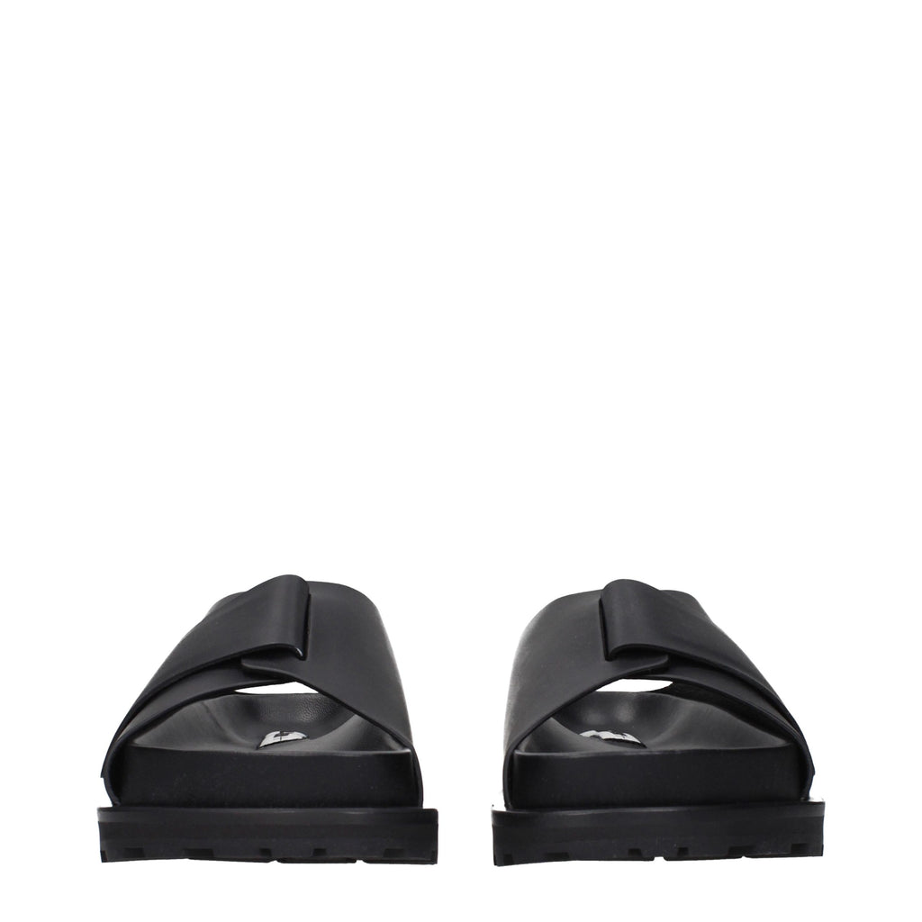 Jil Sander Black Leather Slippers