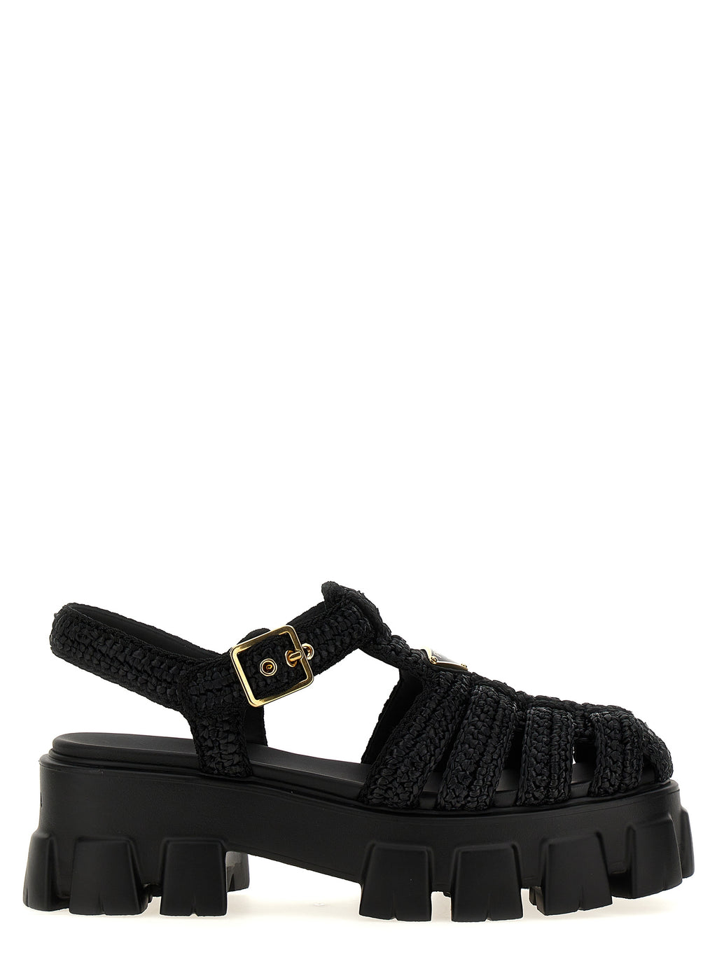 Prada Black Viscose Platform Sandals