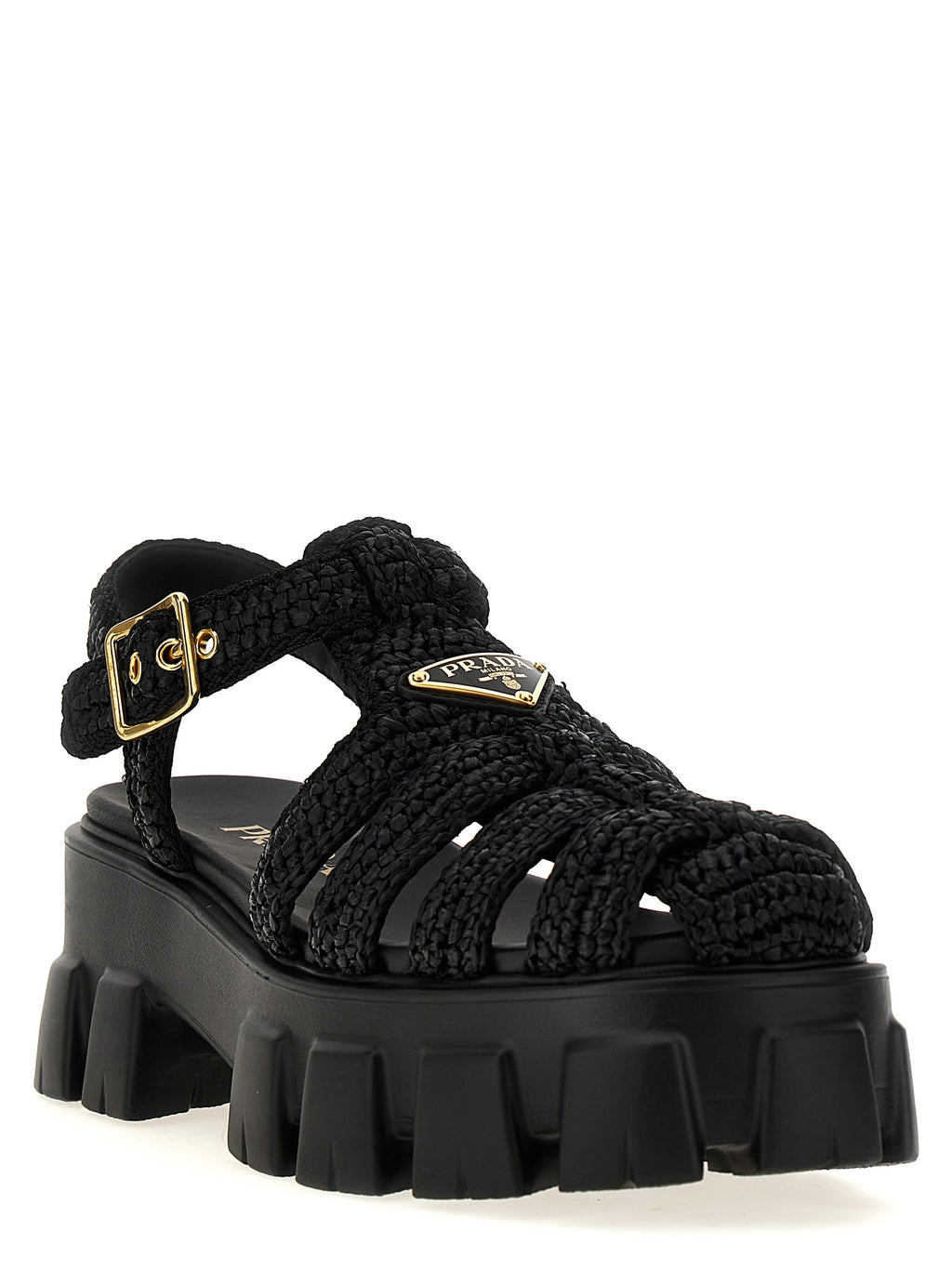 Prada Black Viscose Platform Sandals