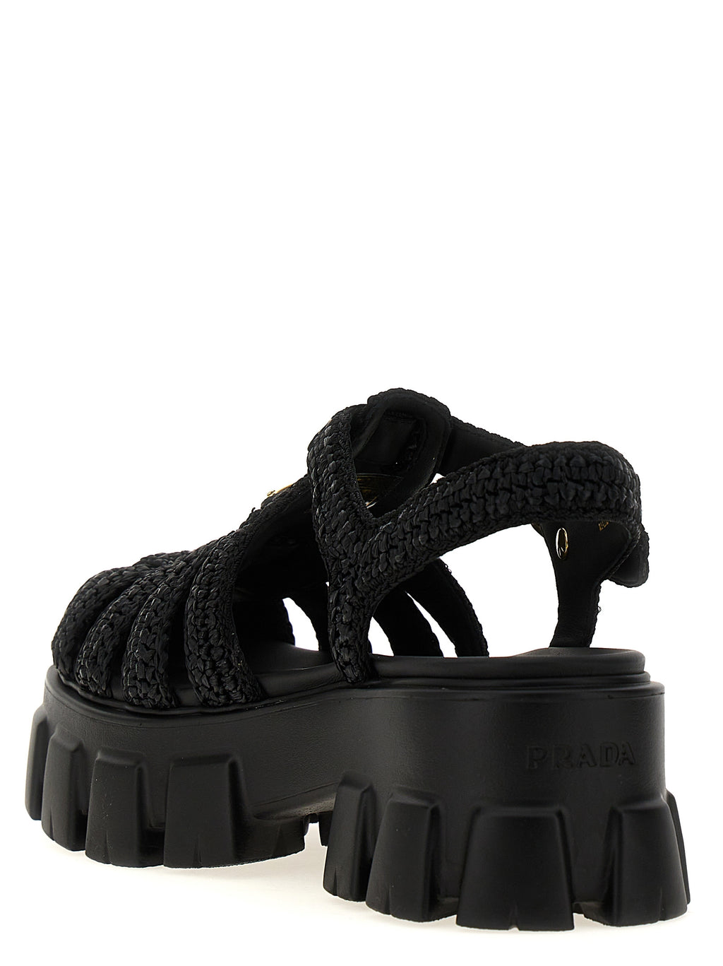 Prada Black Viscose Platform Sandals
