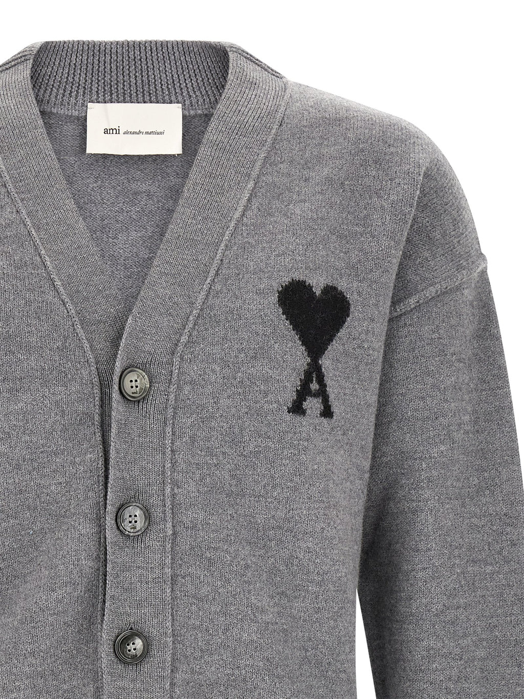 Ami Paris Gray Wool Cardigan