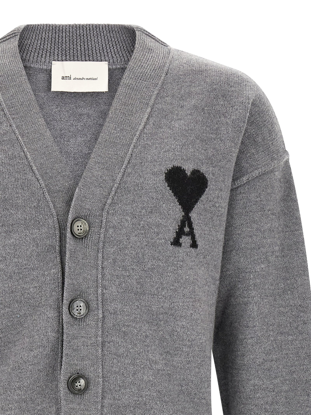 Ami Paris Gray Wool Cardigan