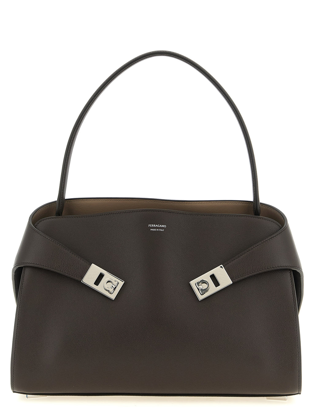 Ferragamo Brown Calfskin Shoulder Bag