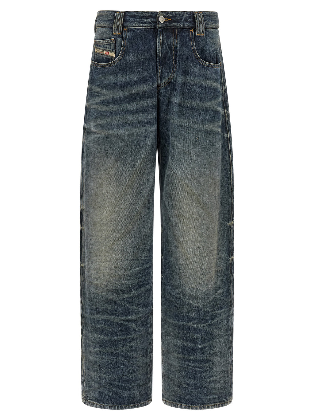 Diesel Blue Cotton Relaxed Fit Jeans
