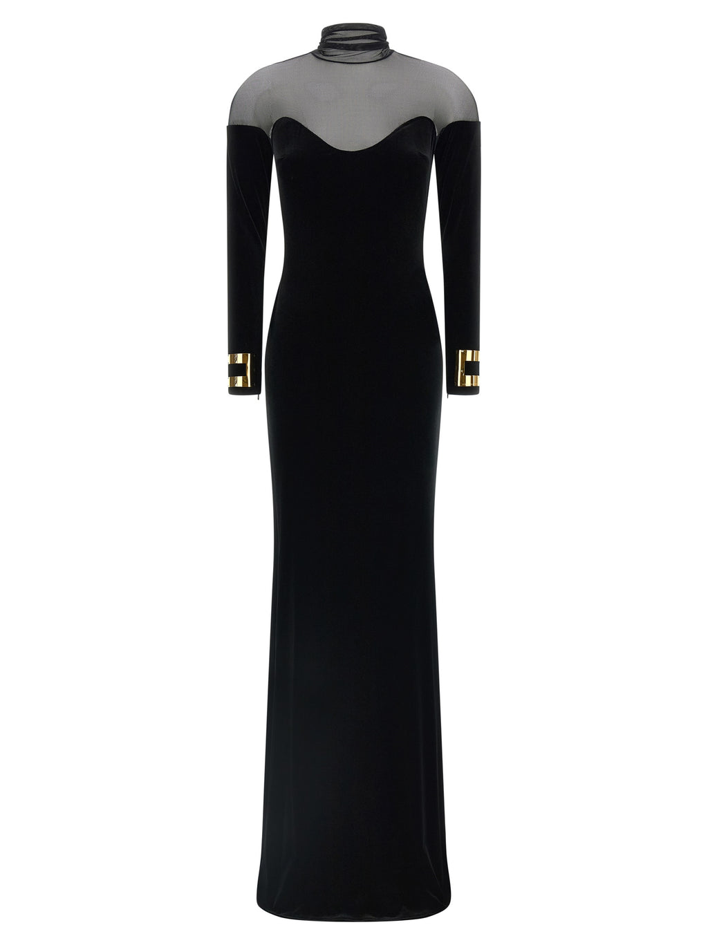 Elisabetta Franchi Black Polyester Long Dress