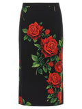 Dolce & Gabbana Black Silk Midi Skirt