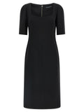 Dolce & Gabbana Black Virgin Wool Midi Dress