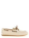 Miu Miu Beige Cotton Slip-On Loafers