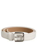 Dolce & Gabbana White Leather Silver Tone Metal Buckle Belt