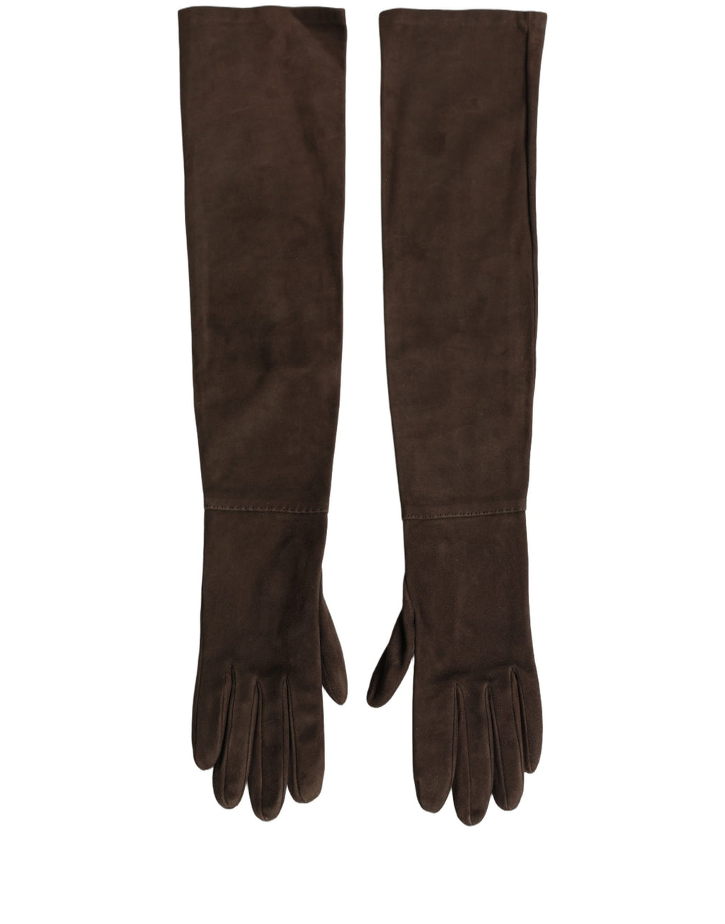 Dolce & Gabbana Brown Genuine Leather Suede Elbow Length Gloves
