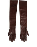 Dolce & Gabbana Brown Genuine Leather Long Elbow Length Gloves