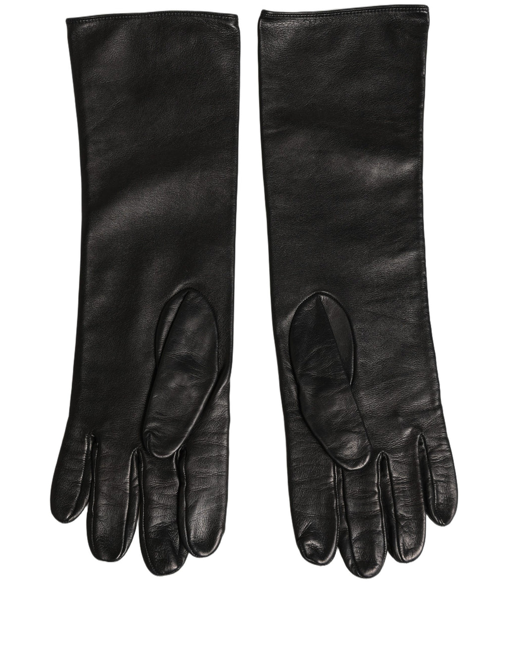 Dolce & Gabbana Black Genuine Leather Embossed DG Logo Gloves