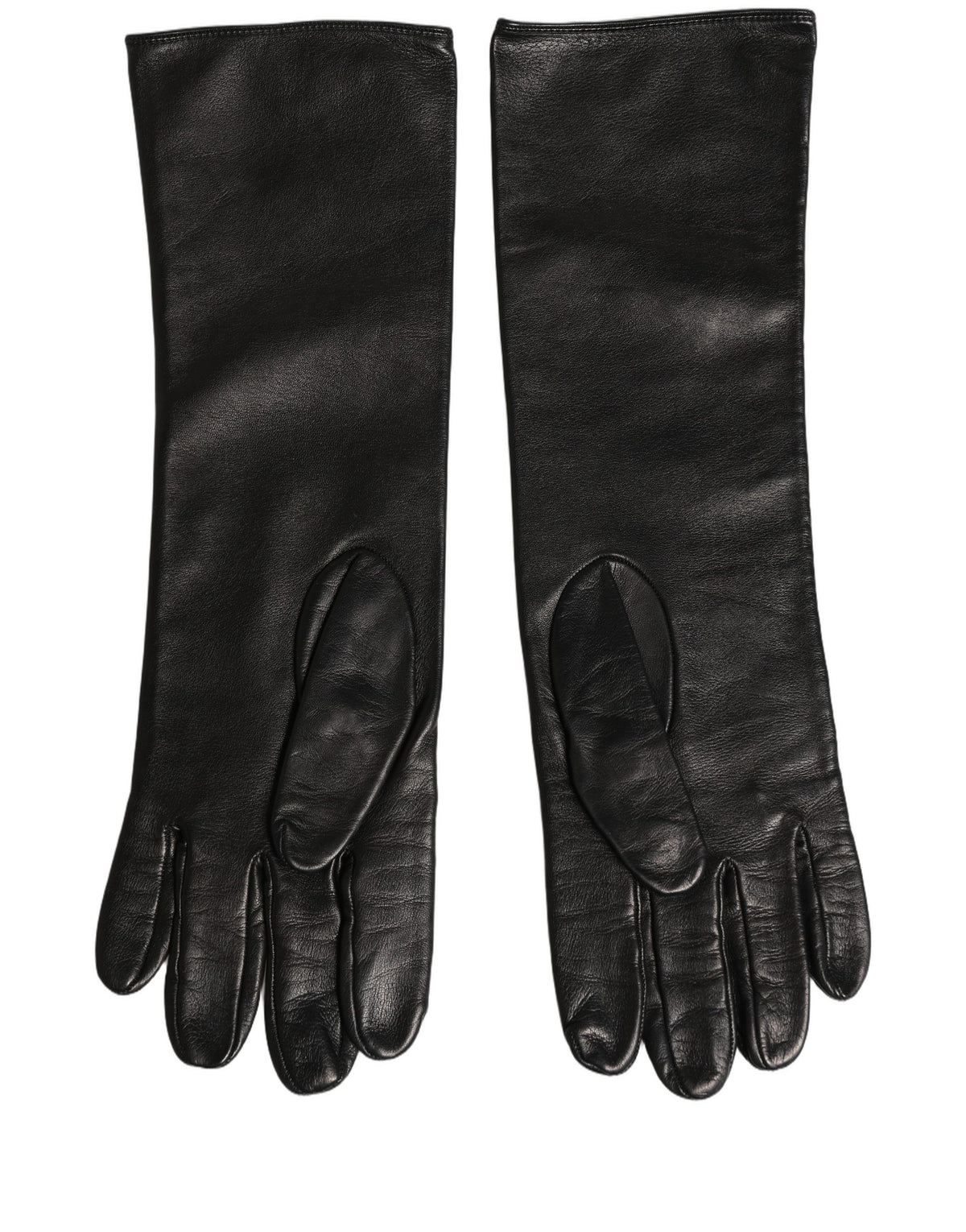Dolce & Gabbana Black Genuine Leather Embossed DG Logo Gloves
