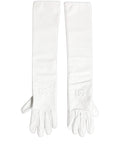 Dolce & Gabbana White Genuine Leather Embossed DG Logo Gloves