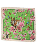 Dolce & Gabbana Green Floral Print Silk Square Foulard Scarf