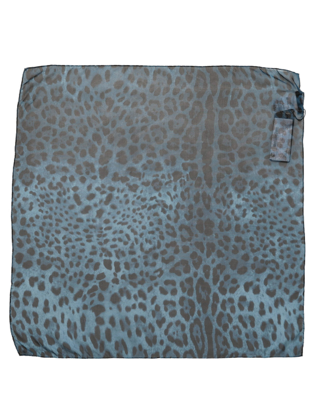 Dolce & Gabbana Blue Leopard Print Silk Square Foulard Scarf