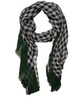 Dolce & Gabbana Green White Napoli Silk Gingham Shawl Scarf