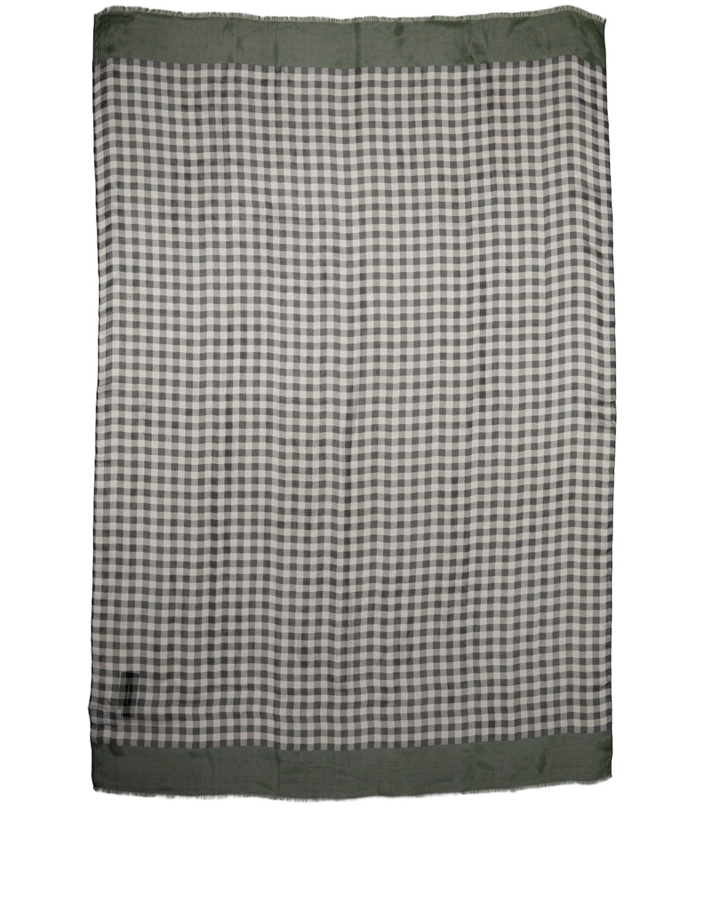 Dolce & Gabbana Green White Napoli Silk Gingham Shawl Scarf