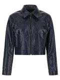 PINKO Blue Viscose Leather Jacket