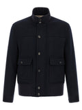 Lardini Blue Virgin Wool Full-Length Jacket