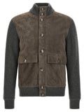 Brunello Cucinelli Gray Lamb Leather Leather Jacket