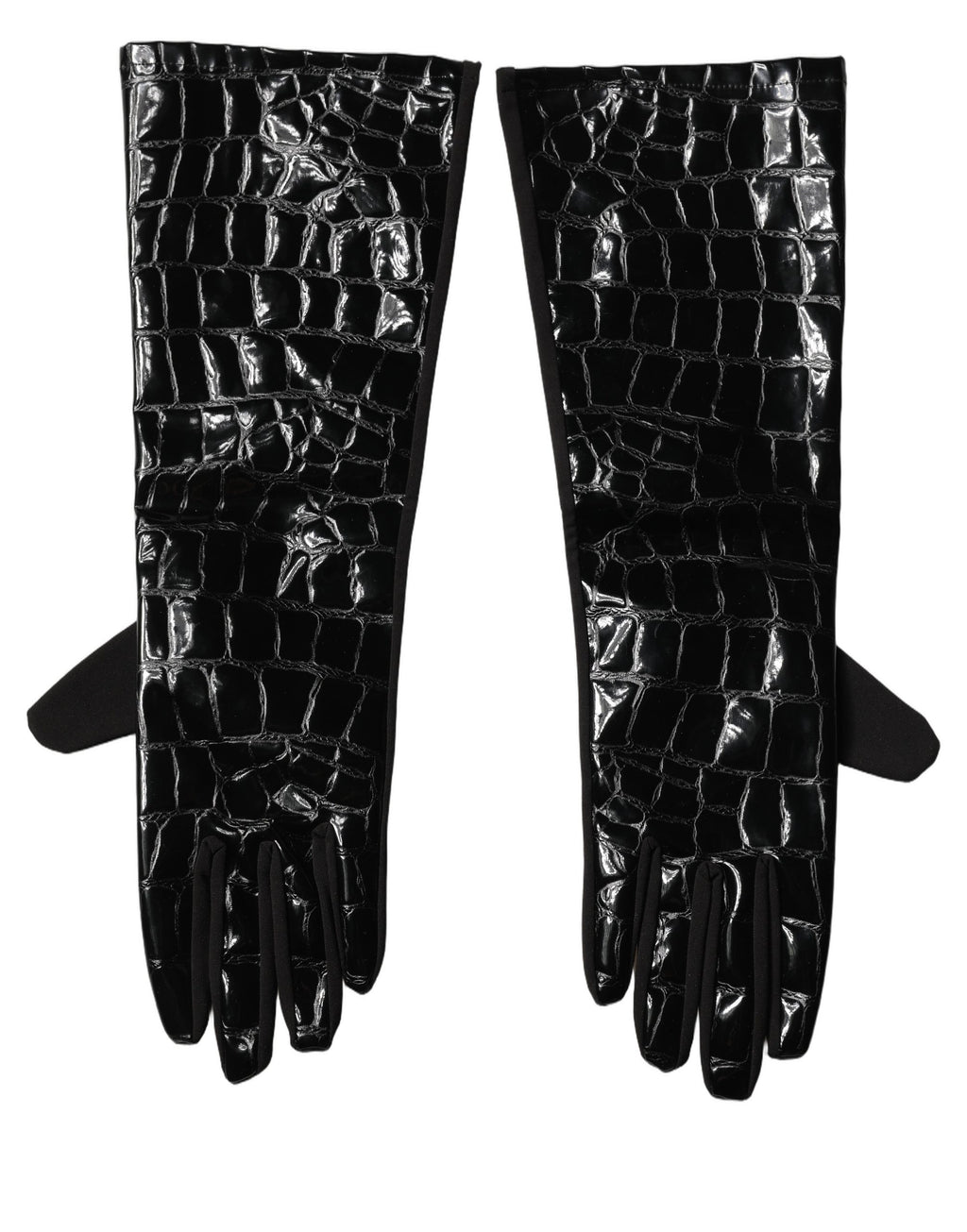 Dolce & Gabbana Black Polyester Patterned Short Length Gloves