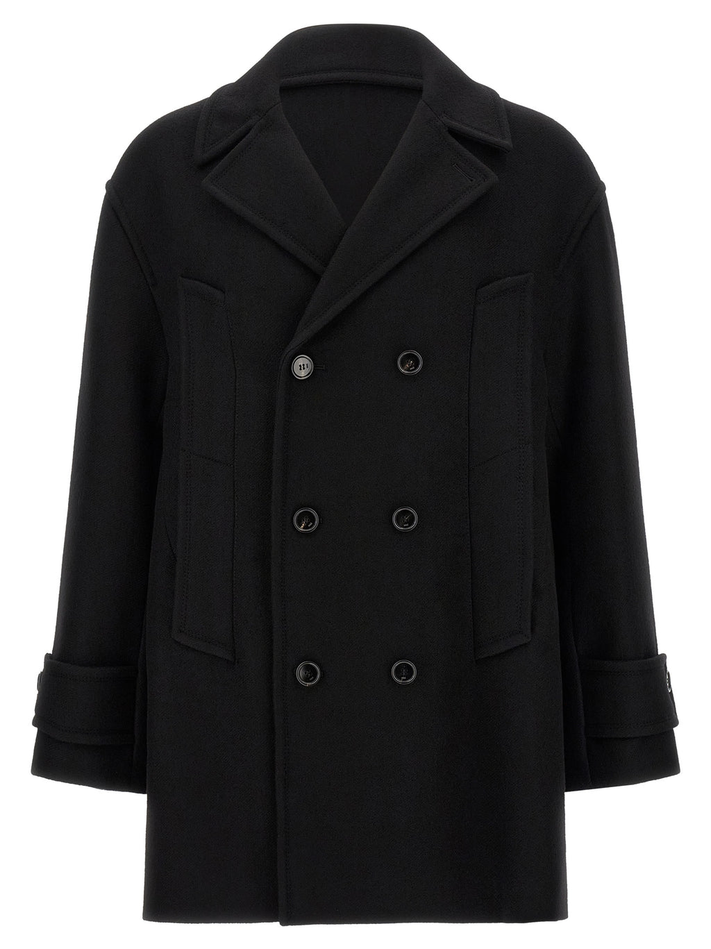 Ami Paris Black Virgin Wool Coat